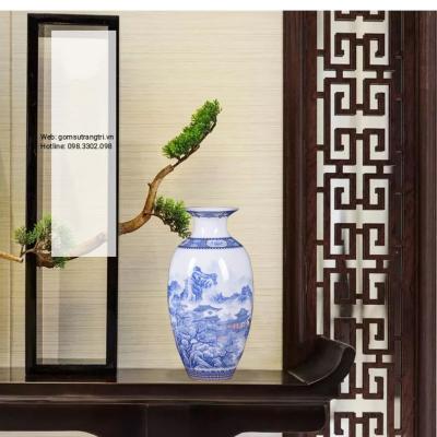 BỘ BÌNH ĐĨA SỨ XƯƠNG HỌA TIẾT SƠN THỦY
